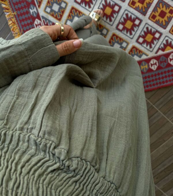 BOHO HAM KETEN ELBİSE HAKİ - Görsel 6