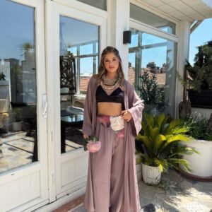 PAMUK GOFRE KUMAS KIMONO TAKIM MÜRDÜM