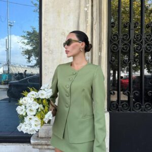 Valeria Su yeşili Ceket Etek Takım