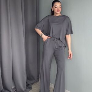 Modal Kumaş İkili Takım-Koyu Füme