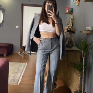 Çizgili Blazer Ceket Pantolon Fit Takım