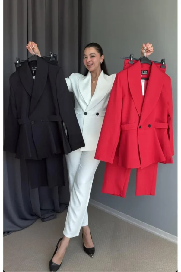Tasarım Blazer Ceket Pantolon Takım-SİYAH - Görsel 2