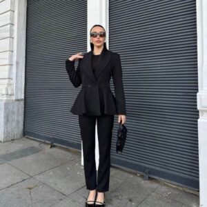 Tasarım Blazer Ceket Pantolon Takım-SİYAH