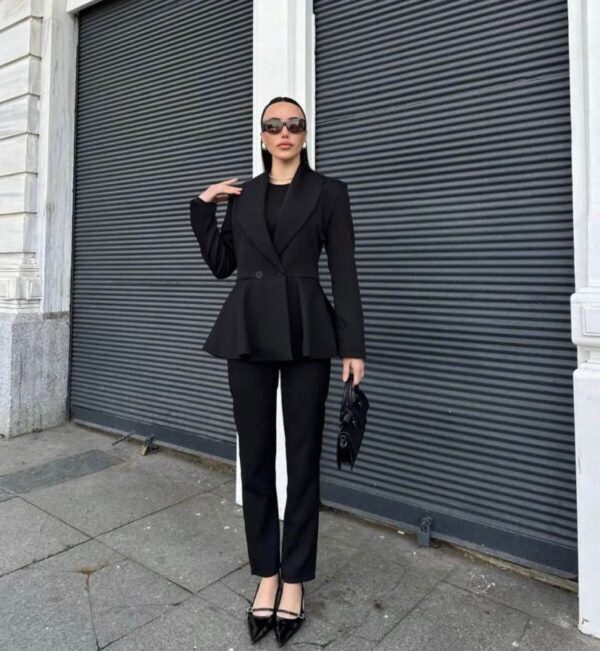 Tasarım Blazer Ceket Pantolon Takım-SİYAH