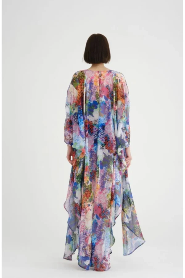 Helen Tül Desenli Uzun Pareo Kimono - Görsel 2