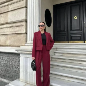 Kadın Takım Elbise Tasarım Kısa Blazer Ceketli