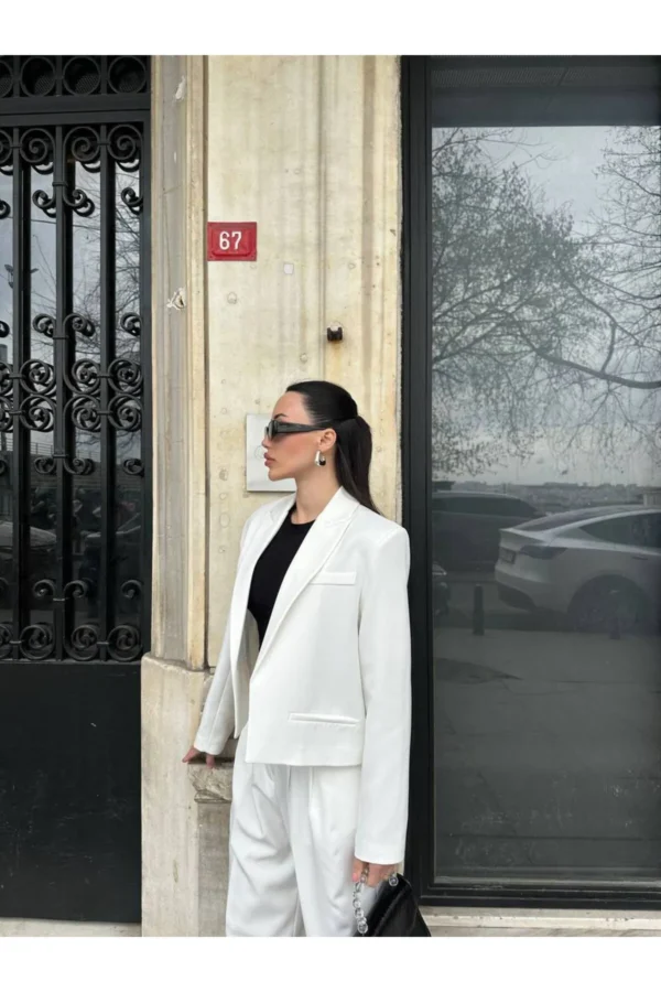 Kadın Takım Elbise Tasarım Kısa Blazer Ceketli - Görsel 5