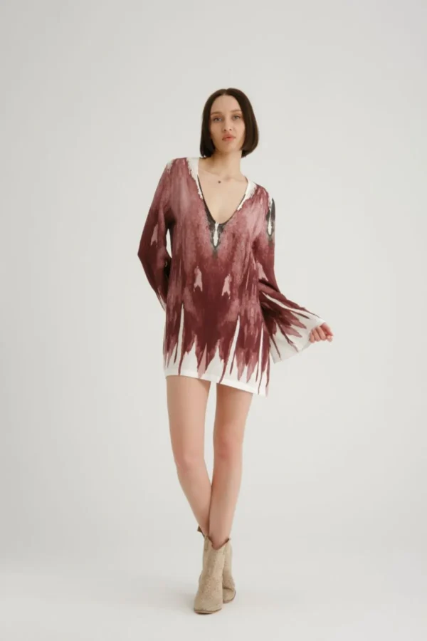 Müslin Keten Bohem Batik Elbise - Görsel 5