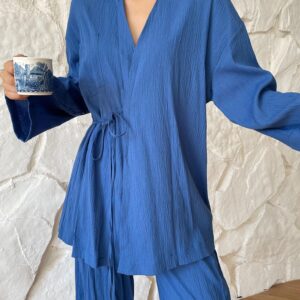 Gofre Keten Kimono Takım
