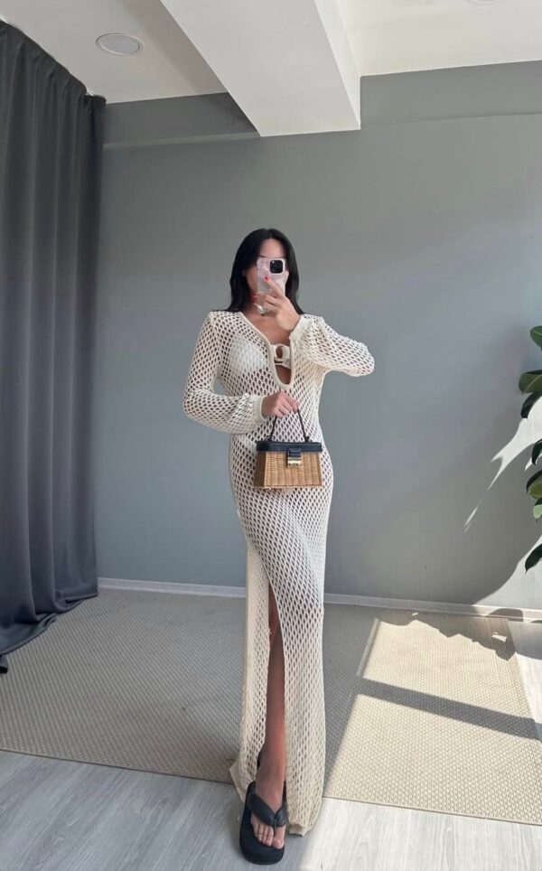 Yazlık Örgü Kimono Triko Plaj Elbisesi - Görsel 3