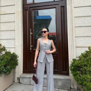 Kadın Yelek Pantolon Premium Takım-KOYU ANTRASIT RENK GONDERILECEKTIR