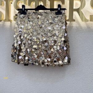 Trend Pullu Mini Etek -GOLD