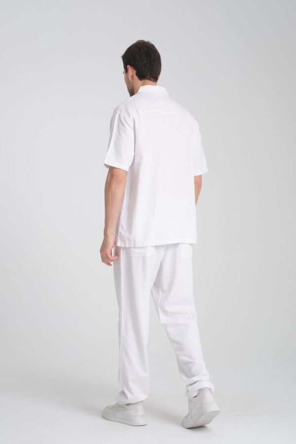 Erkek Keten Pantolon - Beyaz - Görsel 3