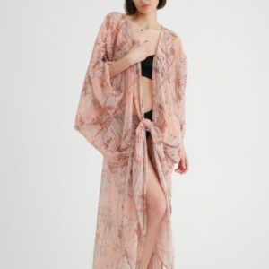 Helen Tül Uzun Pareo Kimono Kaftan Plaj Giyim / Kimono