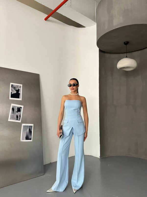 Straplez Bluz Pantolon Takım