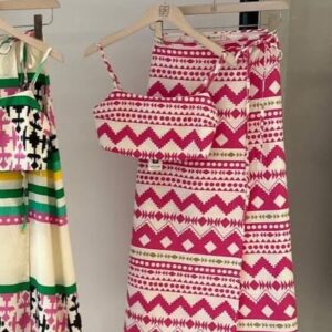 Büstiyer Anvelop etek takım - pembe desenli