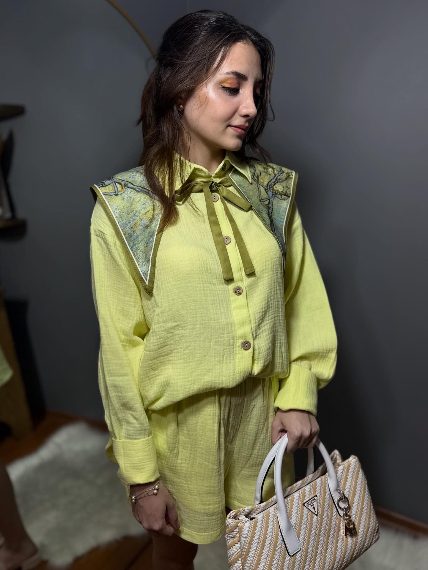 Sarı Müslin Keten ikili takım - Görsel 3