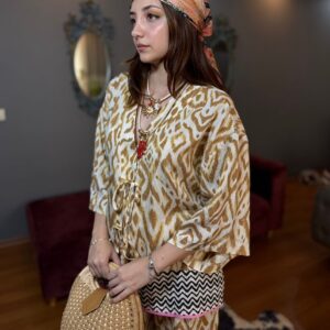 Desenli Kimono Pantolon Takım