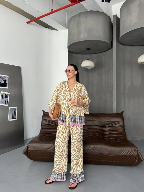Desenli Kimono Pantolon Takım