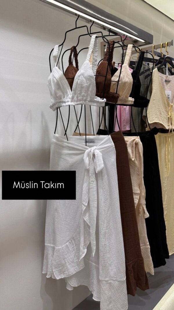 Müslin Keten Bohem Takım-BEYAZ