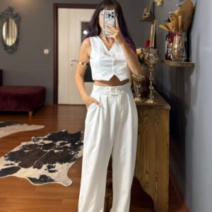 Yelek Pantolon Takım-beyaz