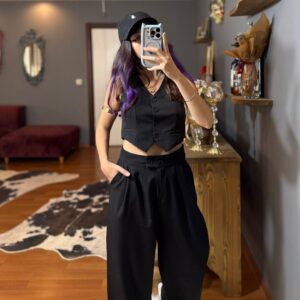 Yelek Pantolon Takım-siyah