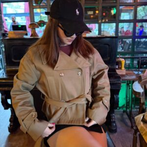 Kadın Kruvaze Kısa Trençkot Camel