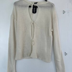 Kadın Kazak Ön Dekolteli Bağcıklı Ekru