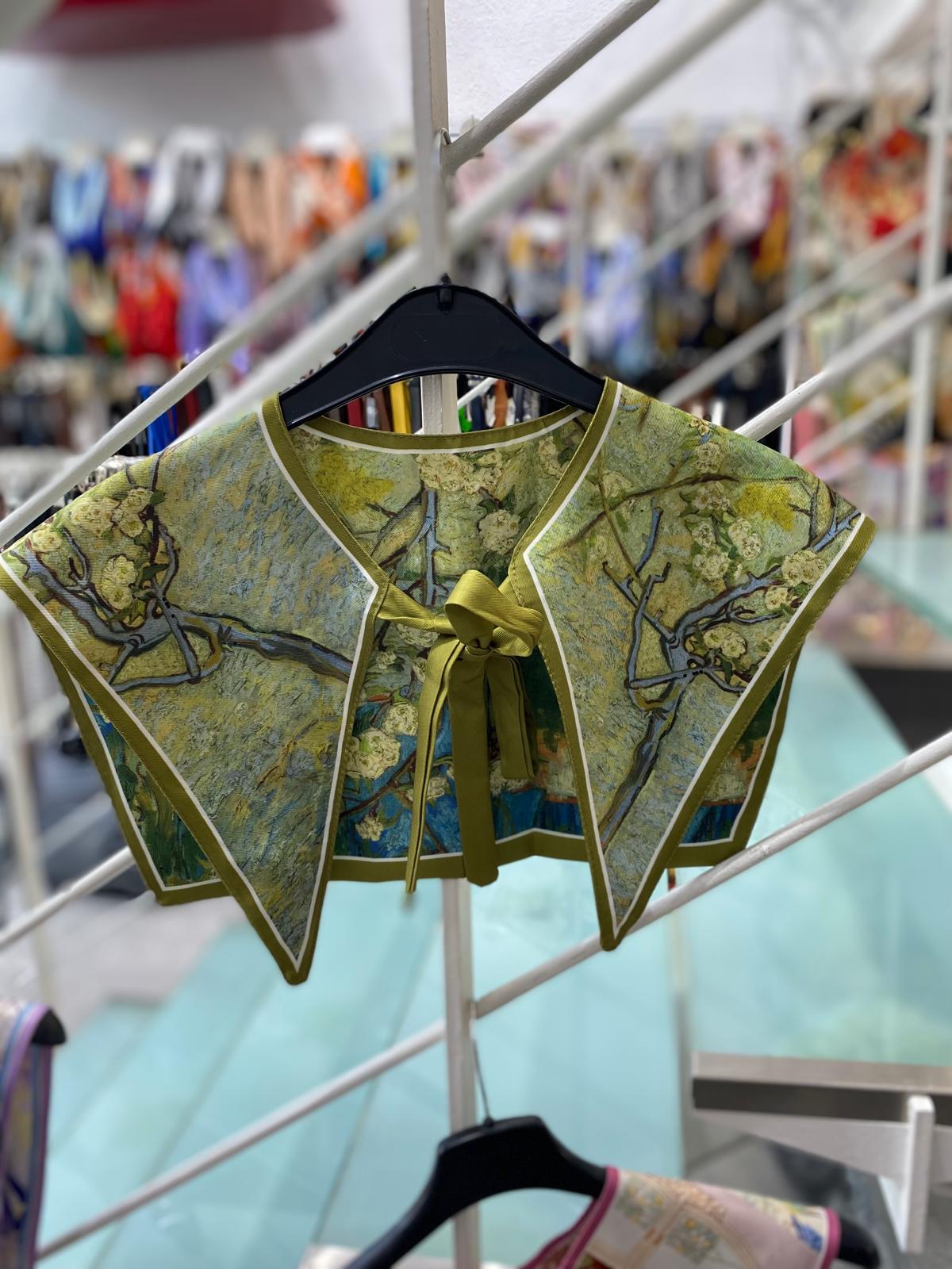 İthal Vintage Şal Yaka Fular - Yakalık yesıl desenlı ürün no 6 - Görsel 3