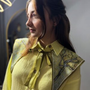 İthal Vintage Şal Yaka Fular - Yakalık yesıl desenlı ürün no 6