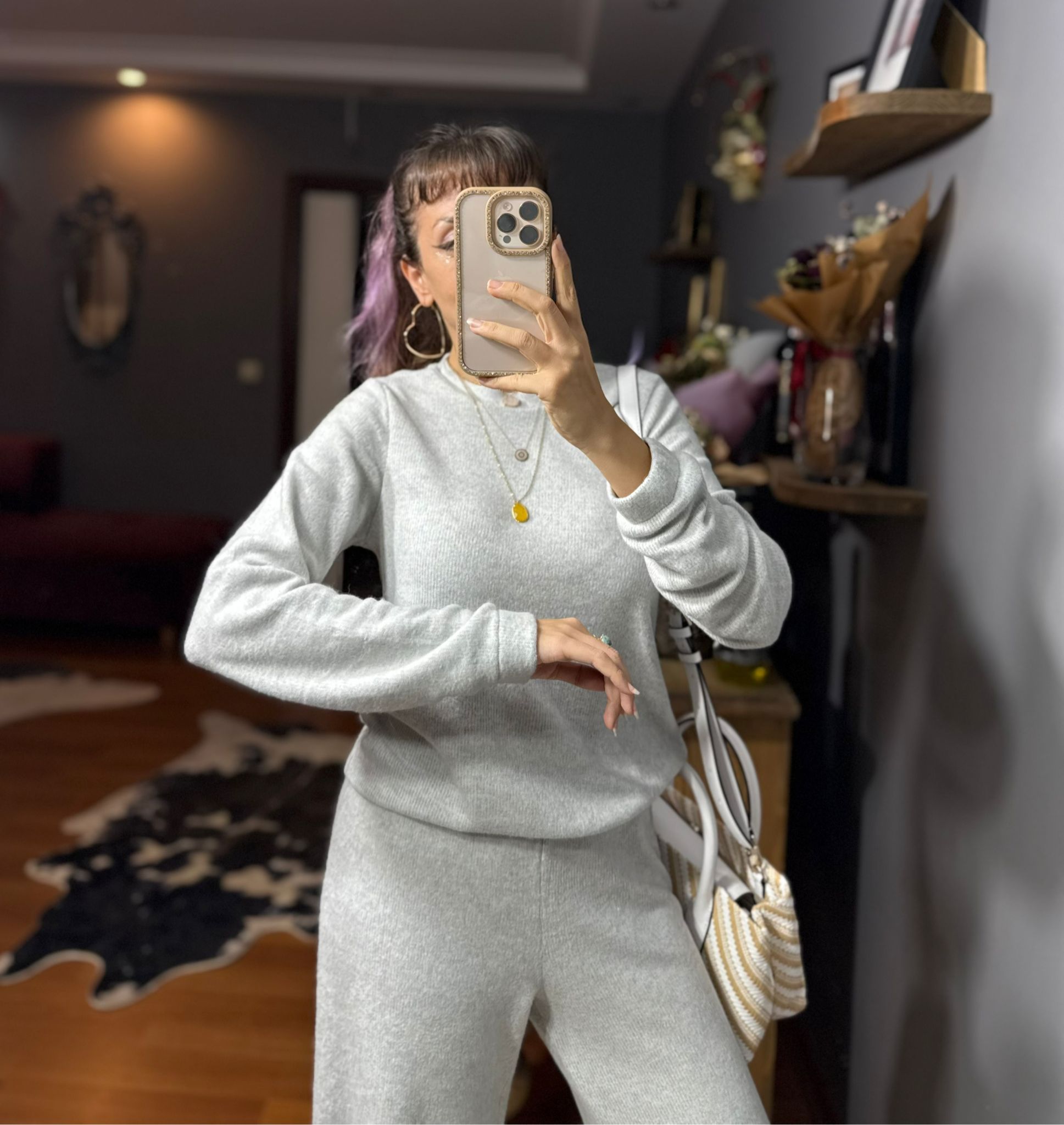 ORJMRK Yumoş İkili Takım-Açık Gri - Görsel 3