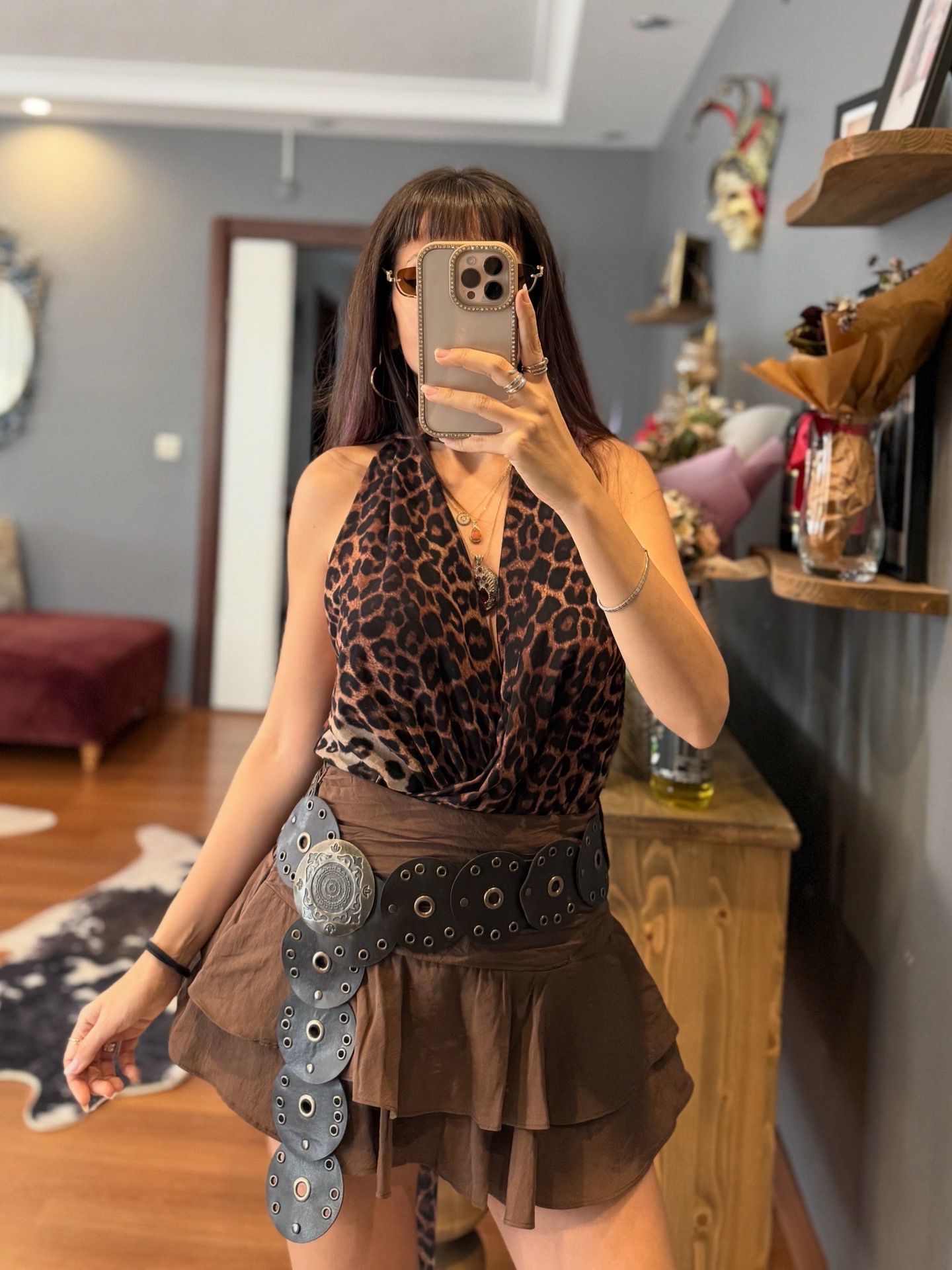 ORJ MRK Kahve Fırfırlı Şort Etek - Görsel 3