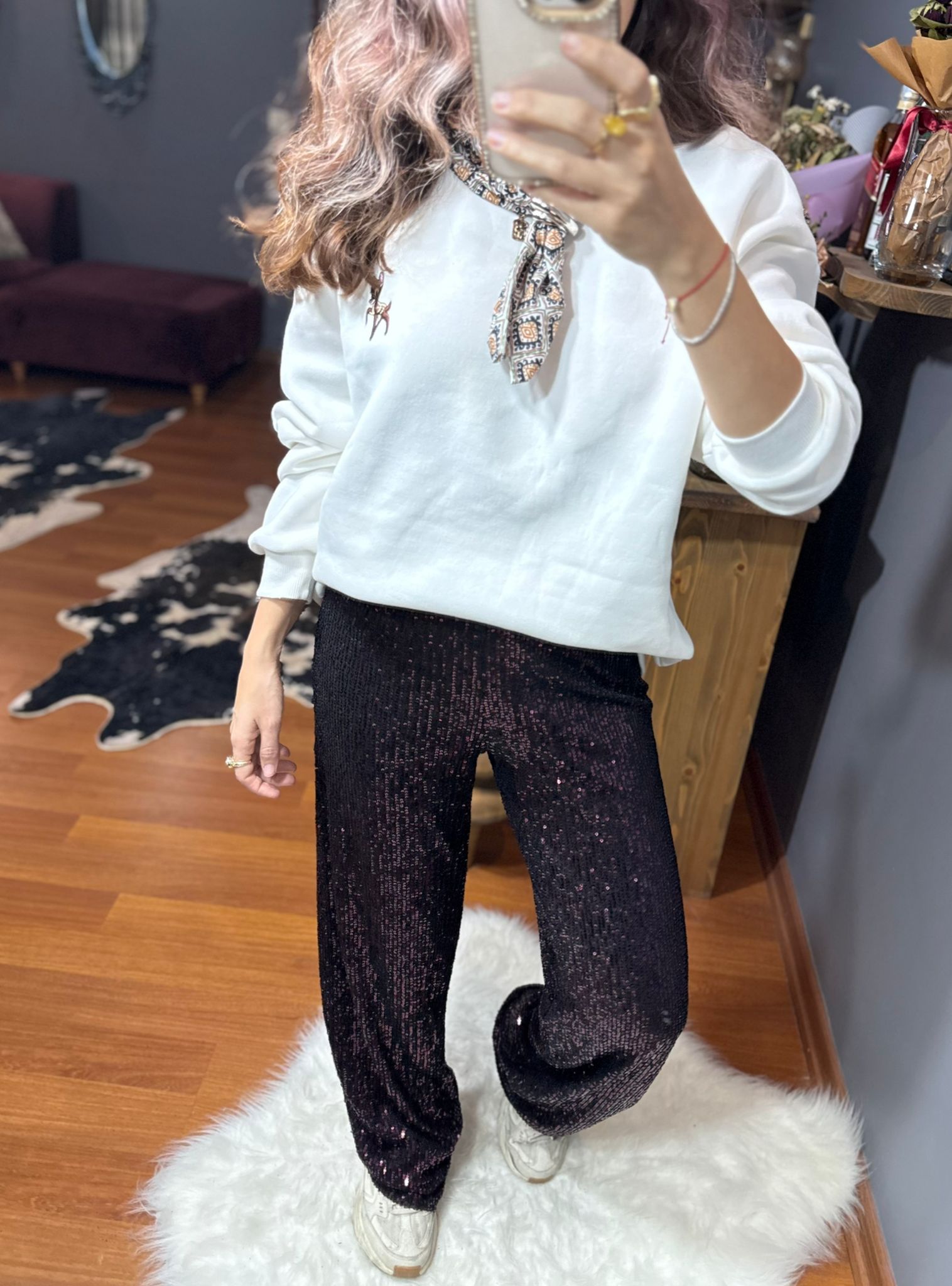 Pullu Beli Lastikli Salaş Pantolon - Renk Seçenekleri - Görsel 9