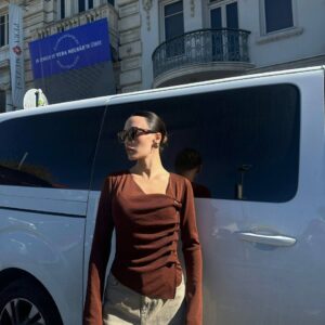 Şal Yaka Düğmeli Bluz KAHVE