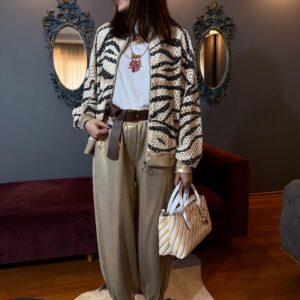 Aurora Gold Parlak Kemer Detaylı İthal Pantolon