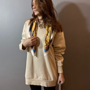 Kapşonsuz Oversize Yüksek Kalite İçi Şardonlu Sweat -bej