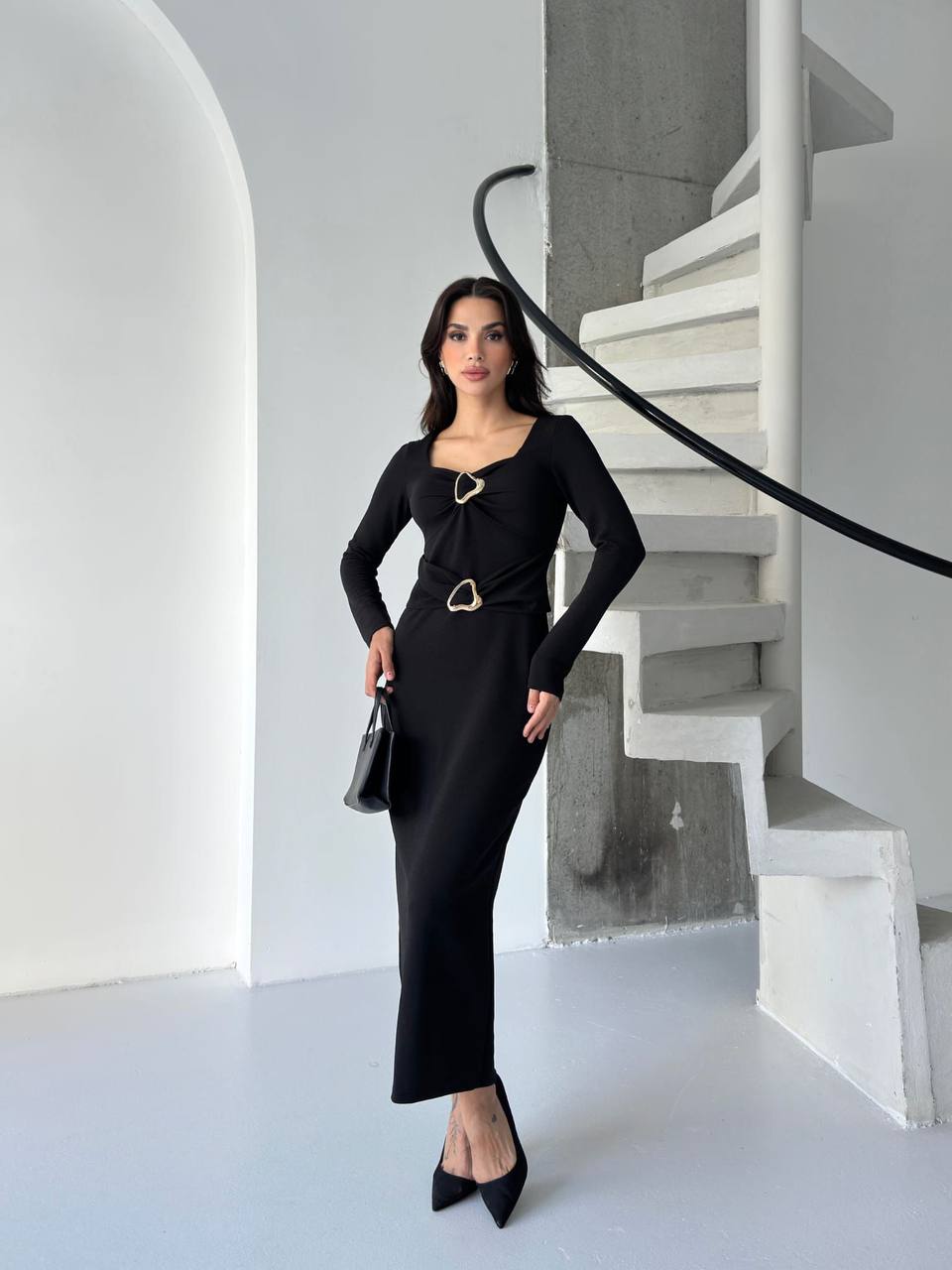 Toka Detaylı Maxi Elbise