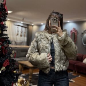 Kadın Suni Kürk Mont -BEJ