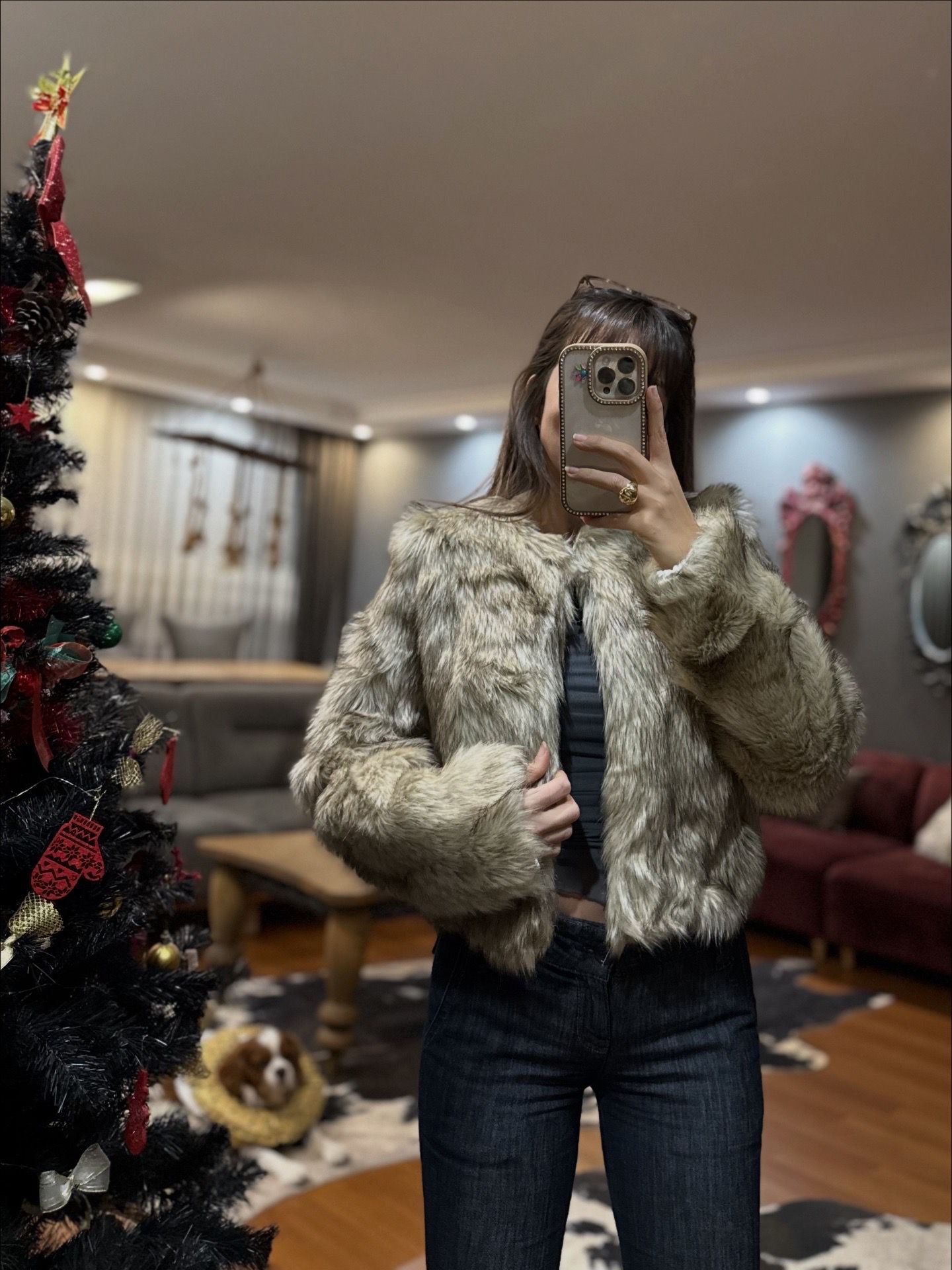 Kadın Suni Kürk Mont -BEJ