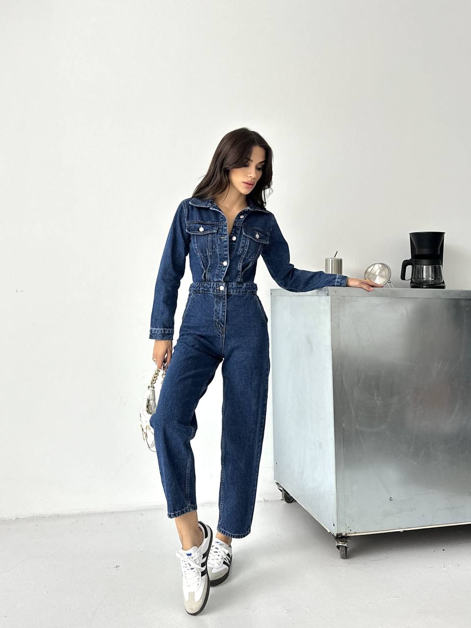 Şık Denim Tulum - Lacivert - Görsel 3