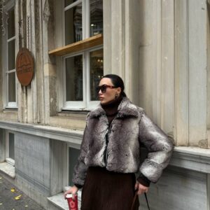 Fermuar Detaylı Kürk Mont