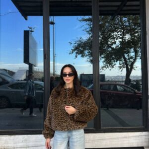 Leopar Yumusak Dokulu Kürk Kaban