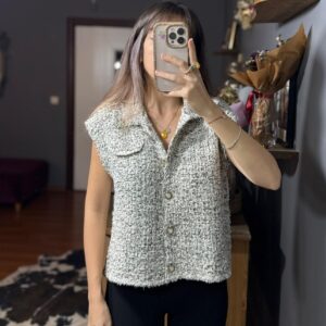 Premium Kalite Parlak Detaylı Triko Bluz