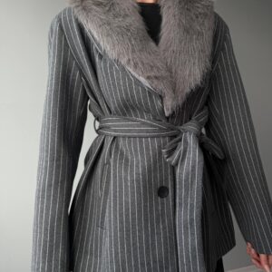 Premium Kalite Kürk Detaylı Kaşe Kaban