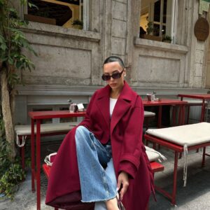 Kemerli Uzun Kaşe Kaban