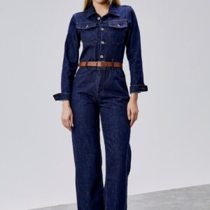 Rahat Denim Tulum-Boru Paça-Lacivert