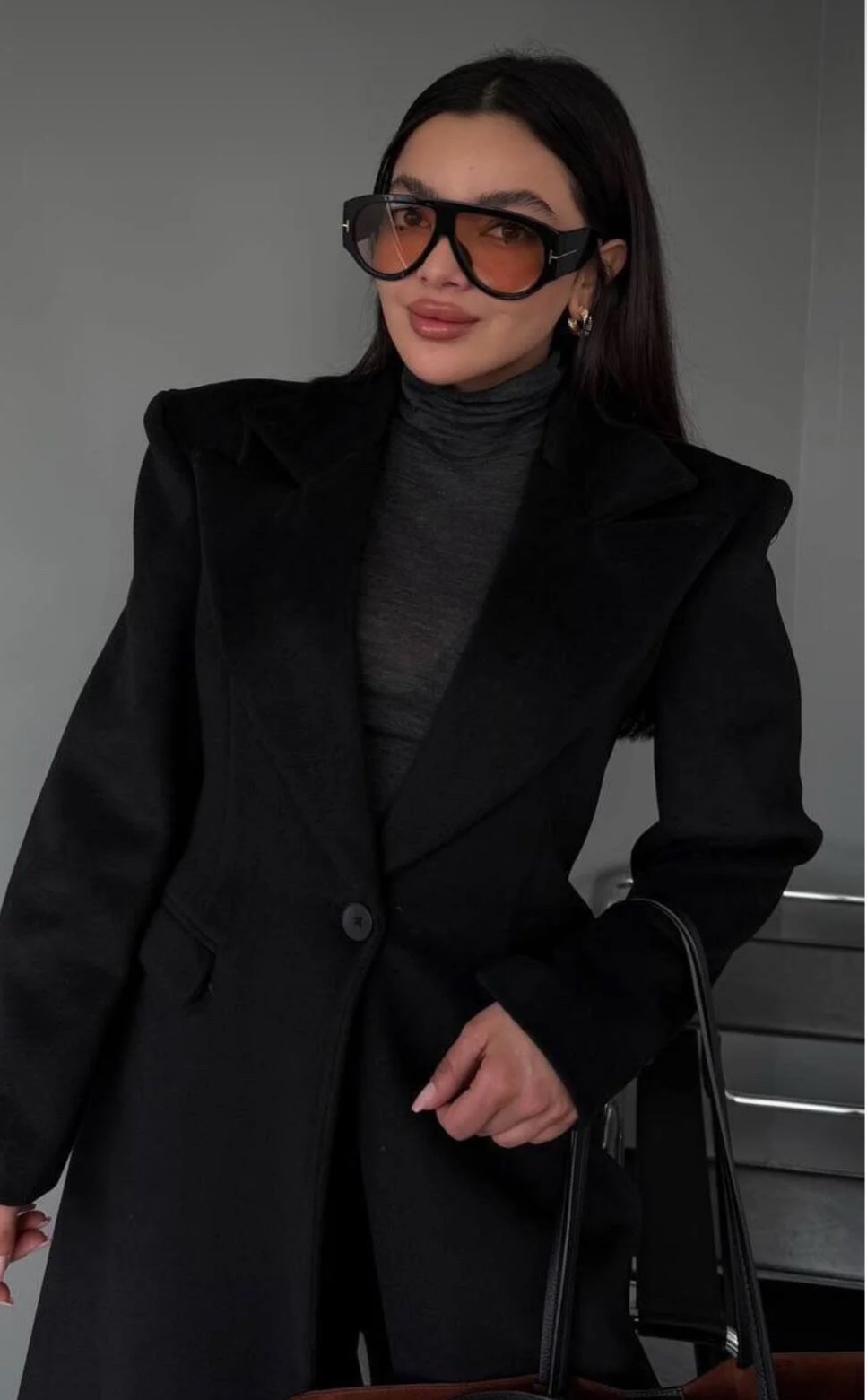 Premium Siyah Kaşe Kaban - Görsel 2