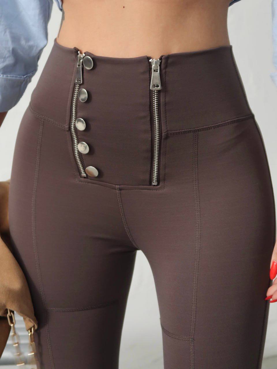 Çift Fermuar Tasarım Tayt Pantolon - Görsel 7