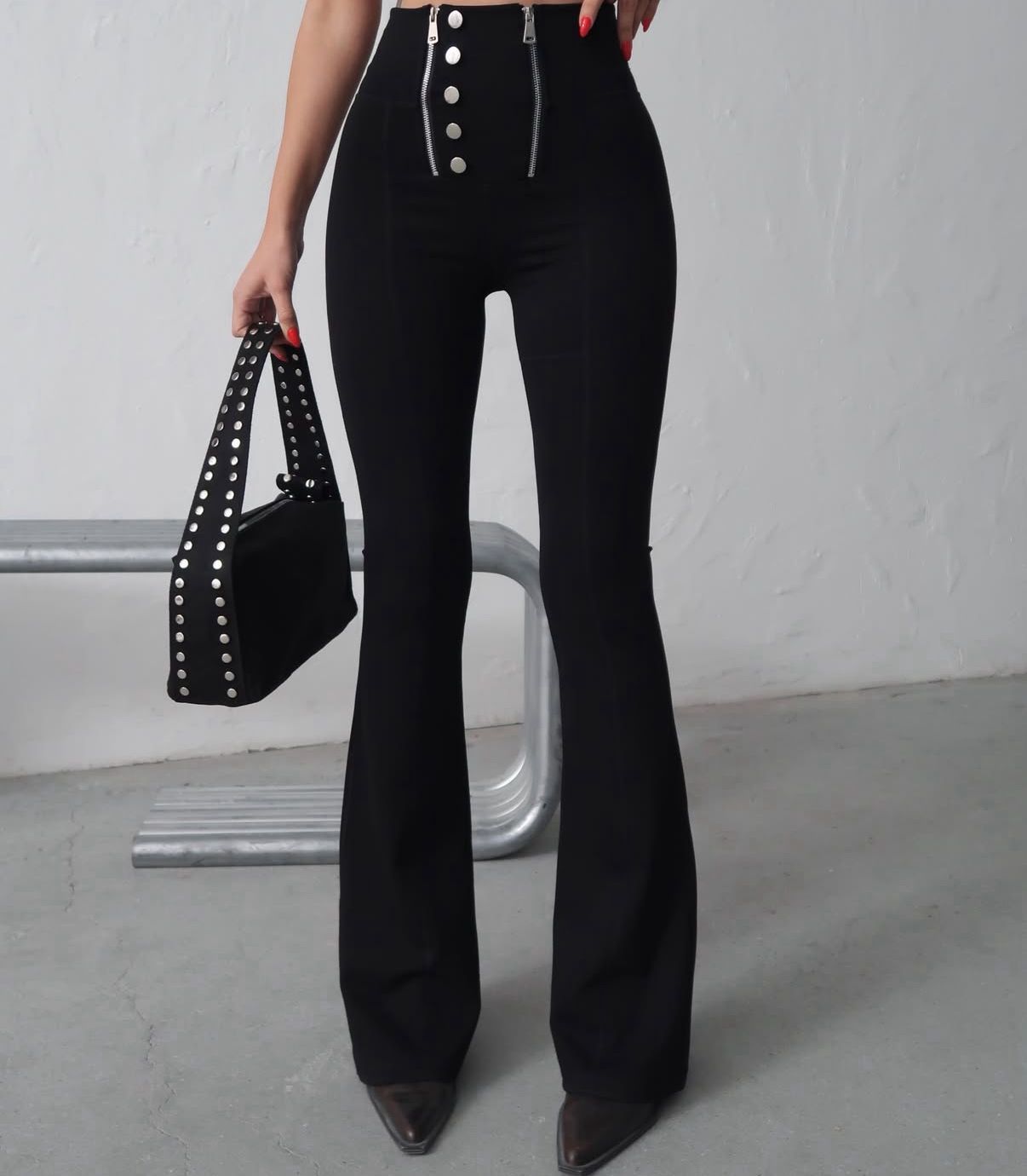 Çift Fermuar Tasarım Tayt Pantolon - Görsel 4