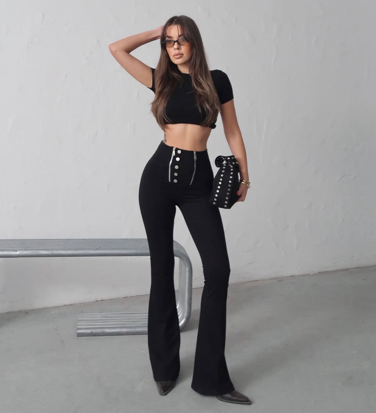 Çift Fermuar Tasarım Tayt Pantolon